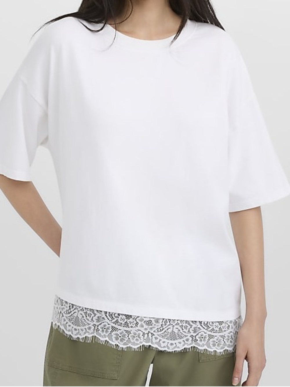 Asymmetrical lace tee oversized
